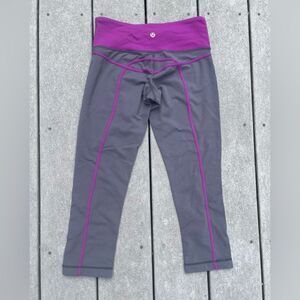 Lululemon gray & purple cropped leggings size 4